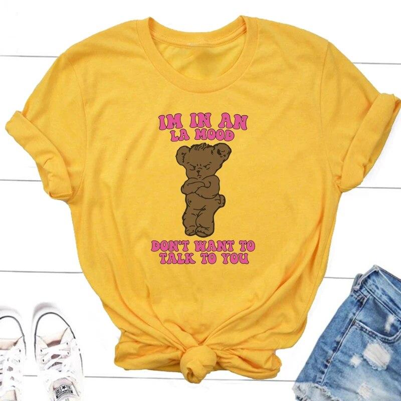

Я в настроении «Не хочу говорить с тобой», футболки в стиле хип-хоп «Любовь в туре», женская футболка с рисунком, хлопковые топы с короткими рукавами, одежда унисекс 4XL