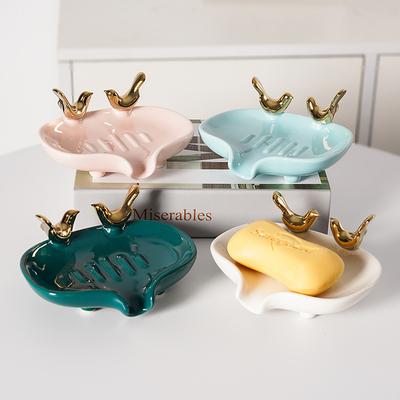 Portasapone in Ceramica con Scolo Acqua per Bagno Porta Sapone Kithcen Porta Spugna Contenitore Sapone Articoli Domestici per Toilette