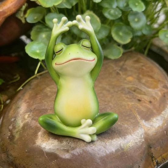 Garden Frog Ornament Small Waterproof Sitting Frog Resin Frog Sculpture Figurine Cute Standing
