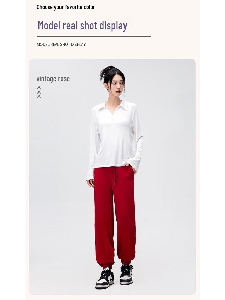 Women's Fleece-Lined Harem Pants: High Waist, Cuffed, Solid Color Sweatpants for Autumn/Winter