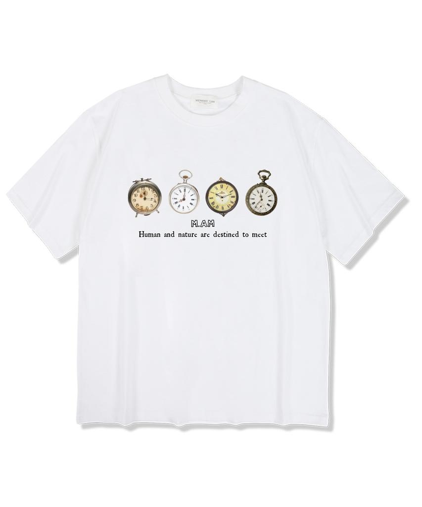MIDNIGHT12AM Four Watch Short Sleeve T-Shirt White