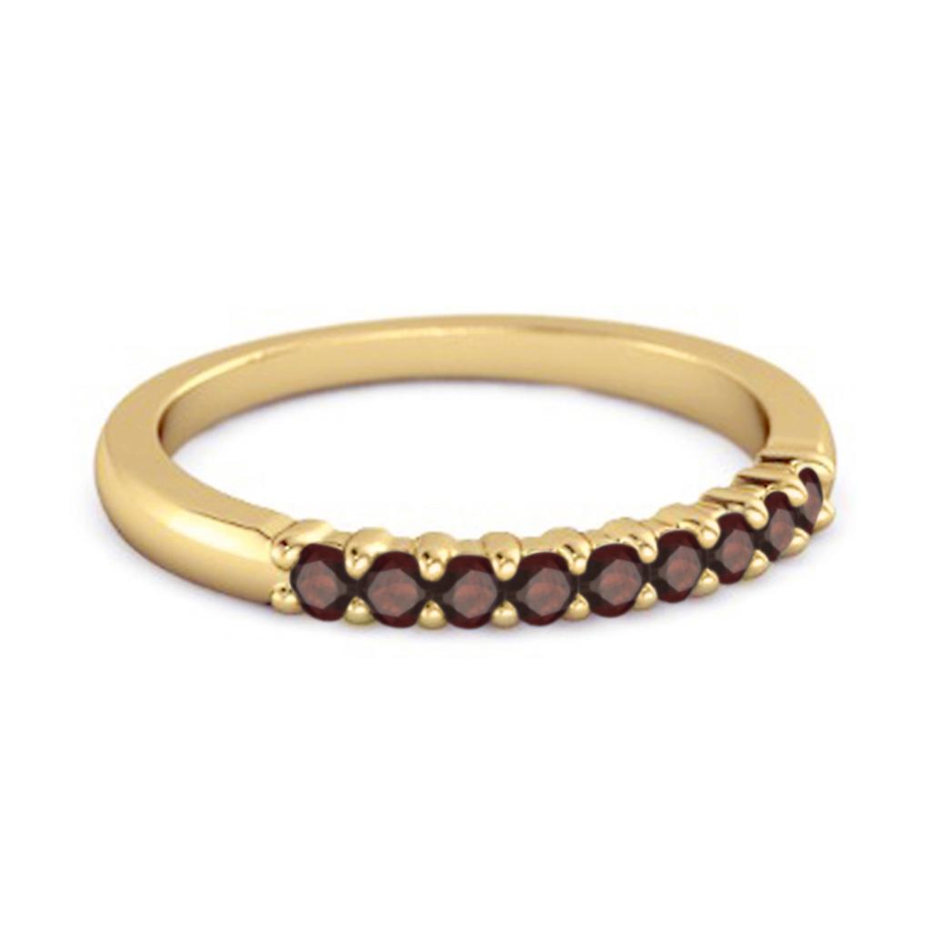Garnet Round Half Eternity Ring - 925 Sterling Silver Gold Vermeil