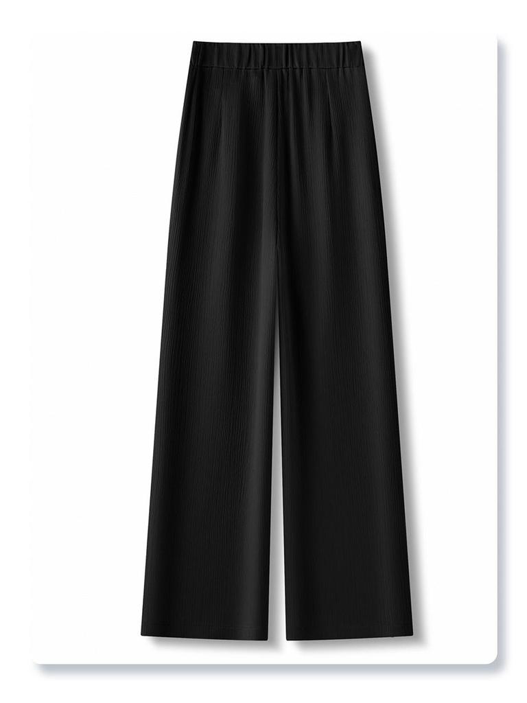 Sommer 2025 Damen Weiße Eis-Seide Weitbein-Hose: Schlankmachend, Locker, Chinesisch-Stil Gerade Hose