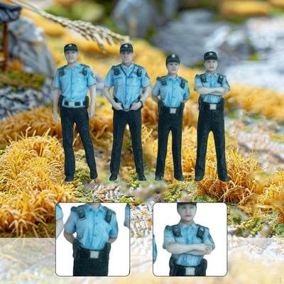 4 Pieces Miniature Community Police Figure, Model, Uniformed People Figure