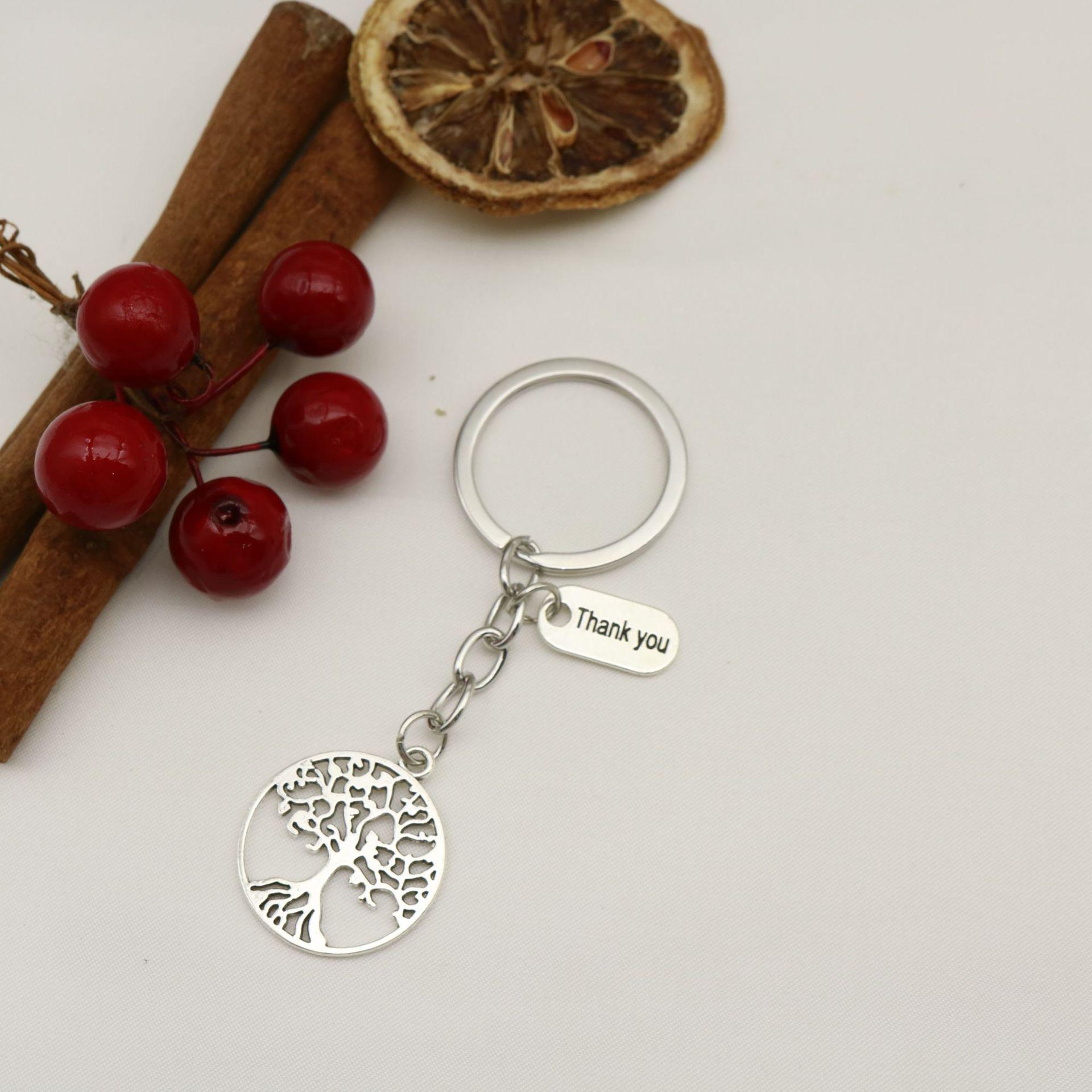 Gratitude Heart & Tree of Life Keychain Pendant серебряный