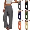 Damen locker weite Hose, lässige lockere Baumwoll-Leinenhose mit Taschen