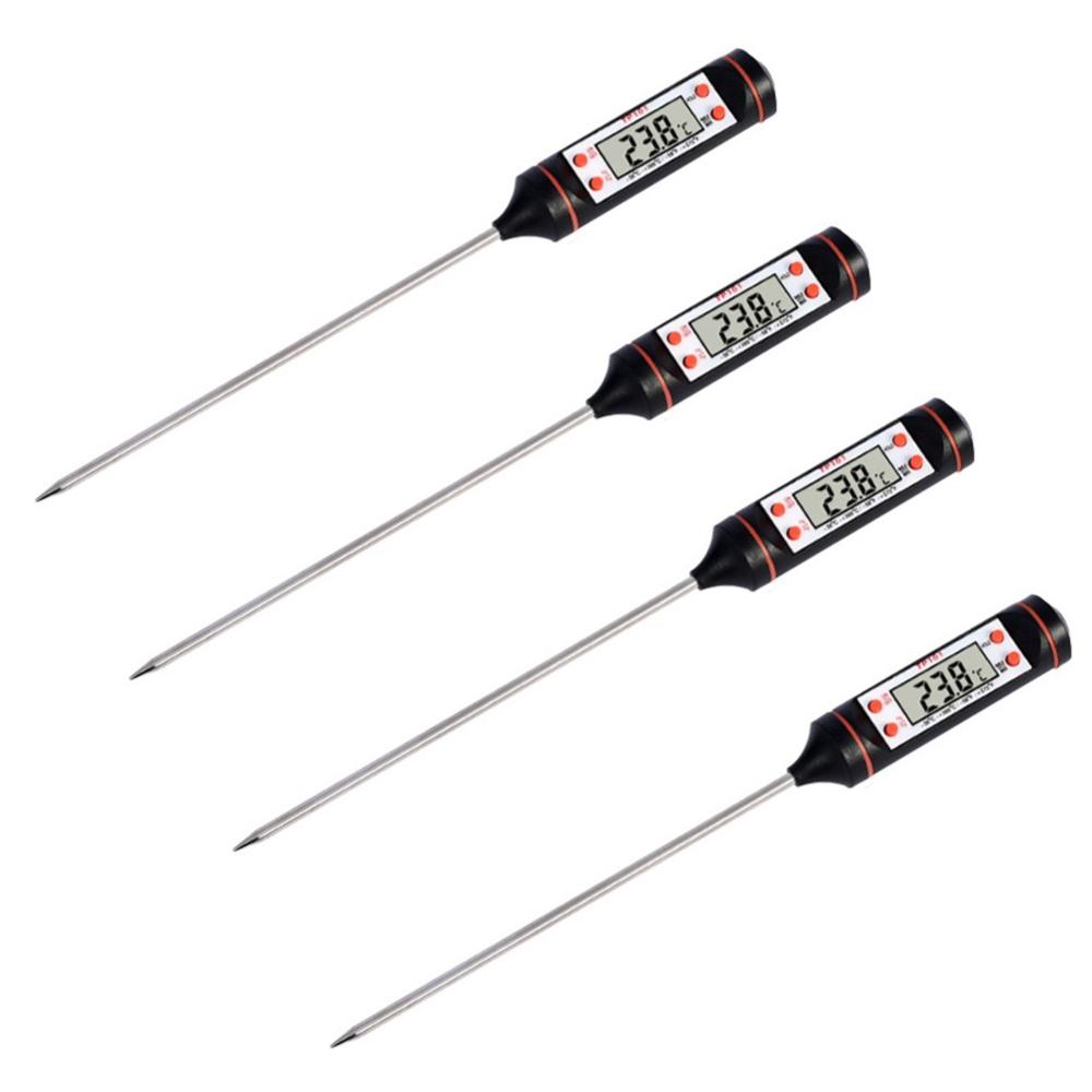 

4 шт. Цифровой термометр-щуп для мяса Измерение температуры Щуп из нержавеющей стали 304 Готовка чёрный