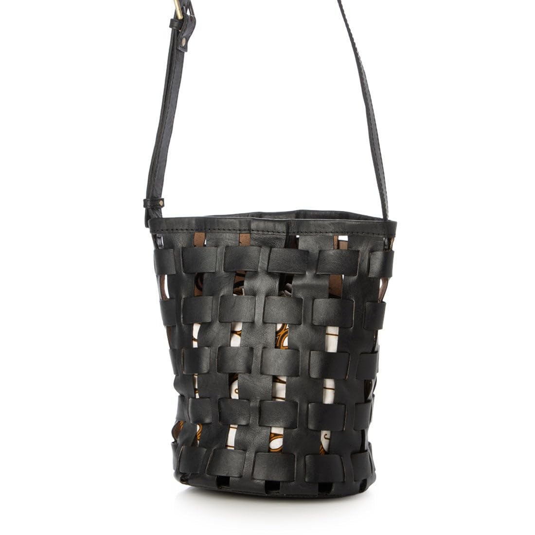 Cowhide openwork mesh shoulder tote