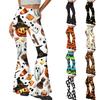 Women's High Waist Flared Yoga Pants with Halloween Bat Print Stretchy Casual Fitness Leggings for Everyday Wear