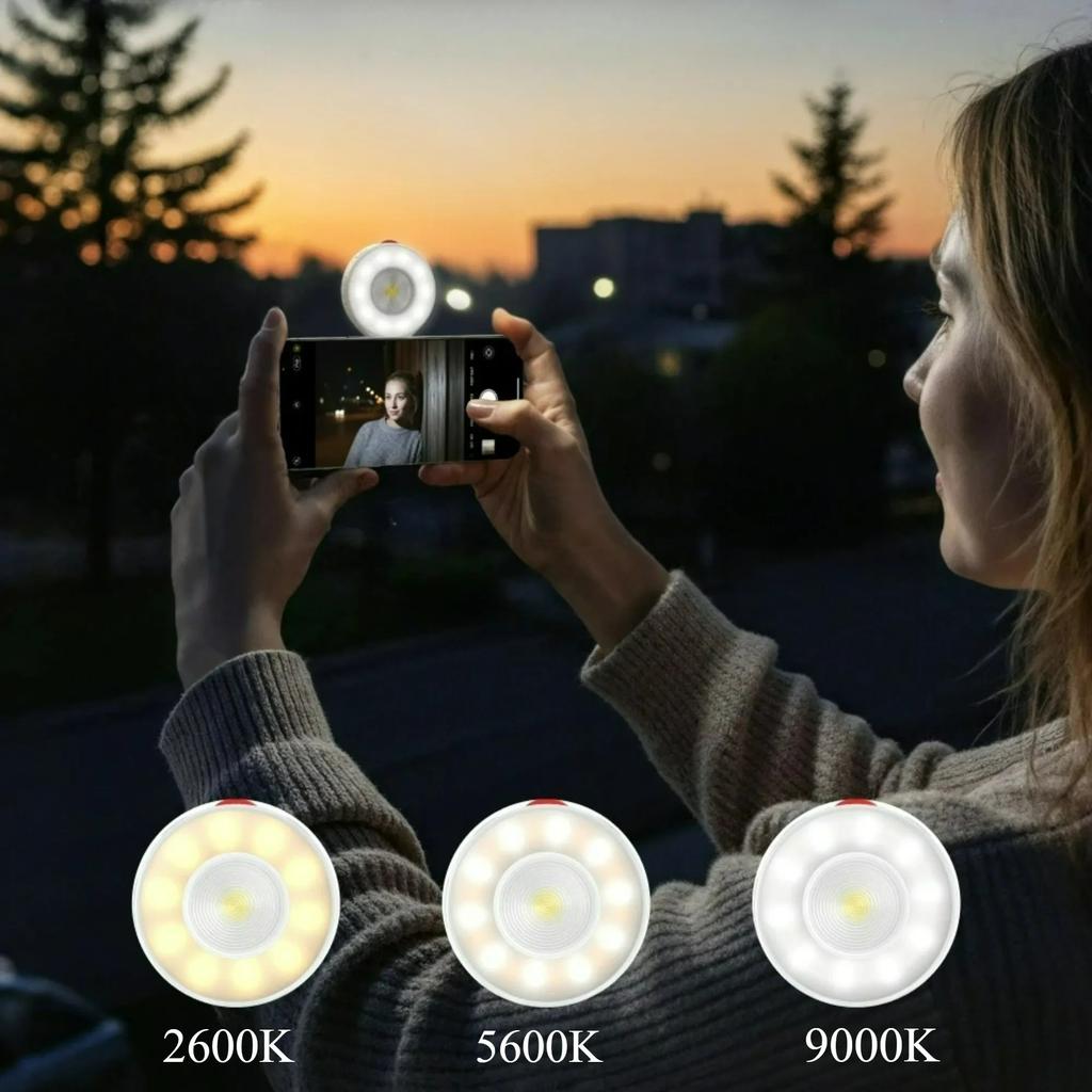 Magnetic Mini Selfie Light Adjustable Brightness Smartphone Photography Flash Led For Iphone Xiaomi Huawei Samsung