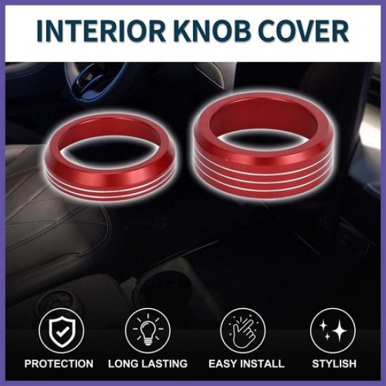 Media Volume Gear Shift Switch Knob Cover Ring for Ford Mach-E 21-24 Red 2Pcs