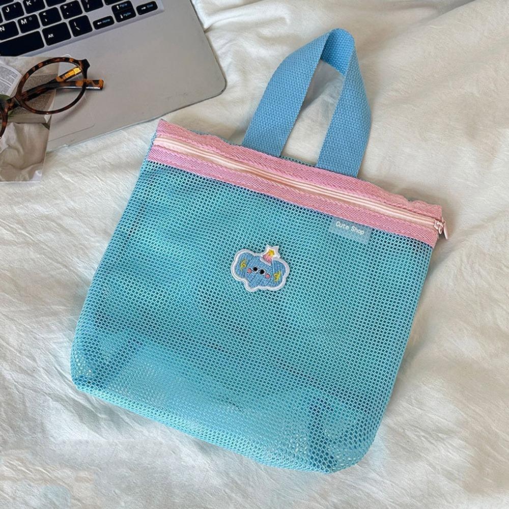 

Сетчатая сумка для хранения кистей для макияжа, студенческая канцелярия, косметичка на молнии, женская косметичка, для улицы синий