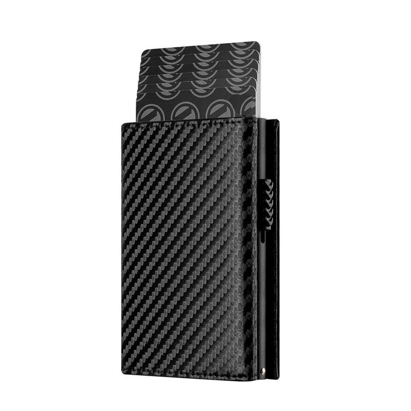 Men's Wallet RFID Advanced Sense Metal Card Cover Automatic Elastic Card Carbon Fiber Light and Thin Portable Card Bag