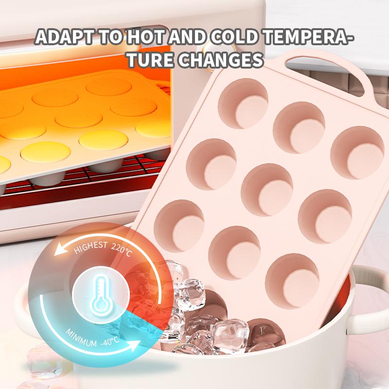 Silicone Muffin Pan with Metal Reinforced Frame Cupcake Pan Mold 12 Cups Muffin Tray Easy To Handle Nonstick BPA Free Baking Pan