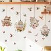 Green Leaves Bird Cage Wall Stickers for Living Room Bedroom Decoration Plants Wall Decals House Interior Wall Decor Wallpaper