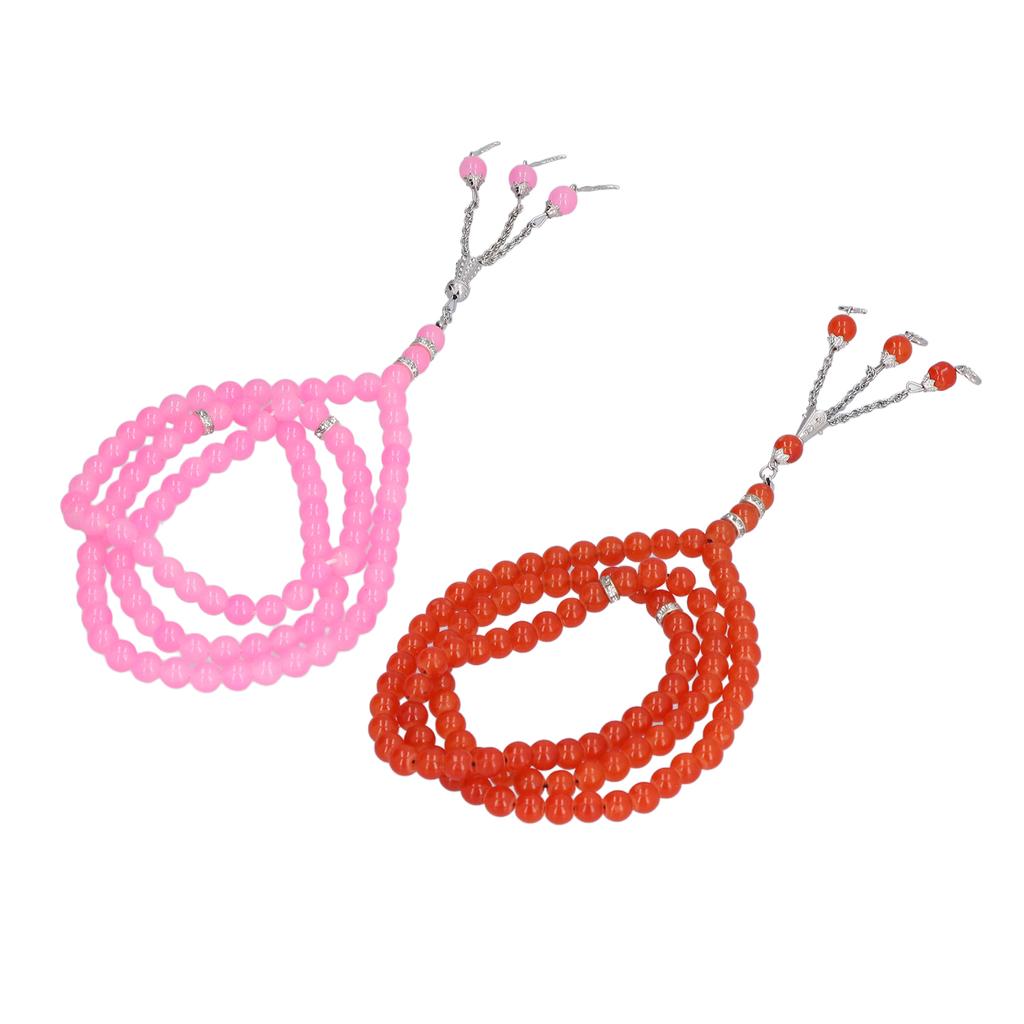 2Pcs Muslim Prayer Beads Premium Resin 99 Beads Vibrant Color Exquisite Design Glossy Muslim Rosary