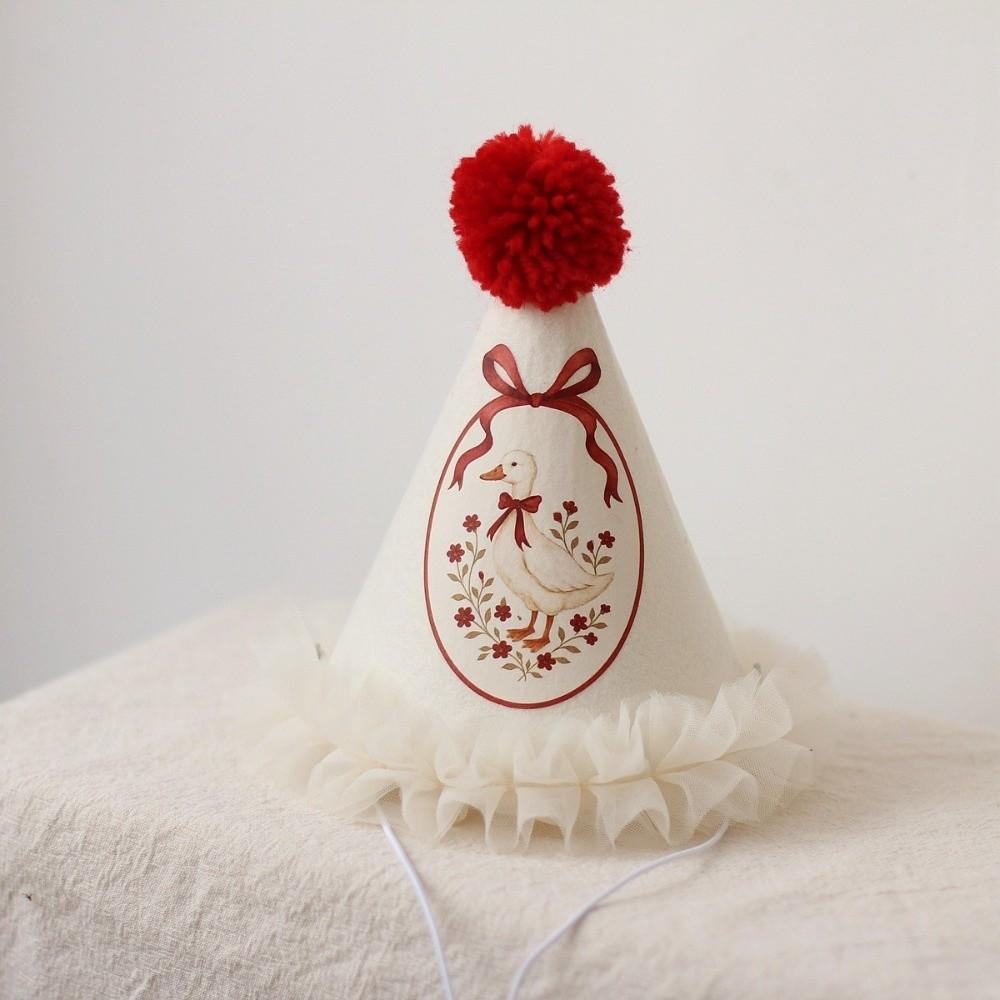 Cute Headwear Birthday Hat Lace Photo Props Birthday White Hat Princess Style Flower Blue Hat Girls