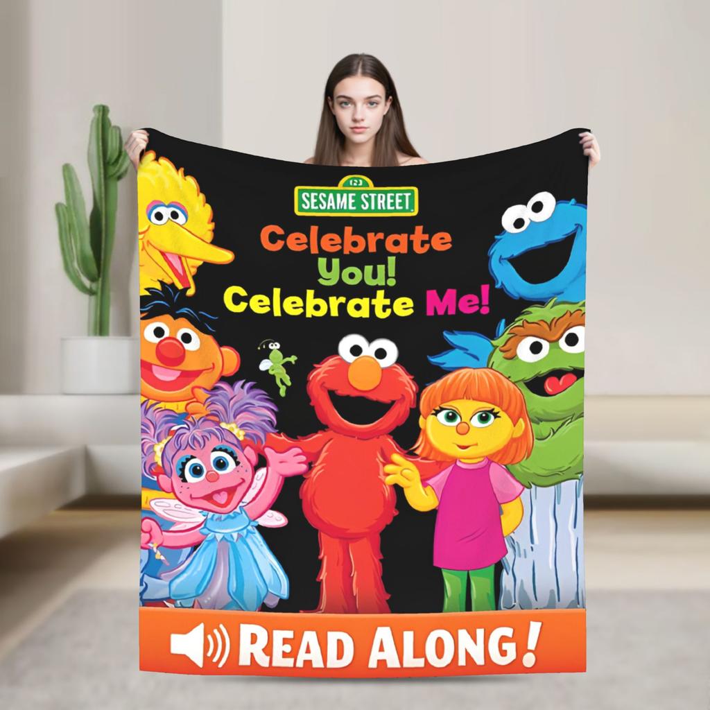 Warm Soft Blanket Travel Office Cookie Monster Elmo Throw Blanket  Flannel Bedspread For Outdoor Funny Sofa Bed Cover