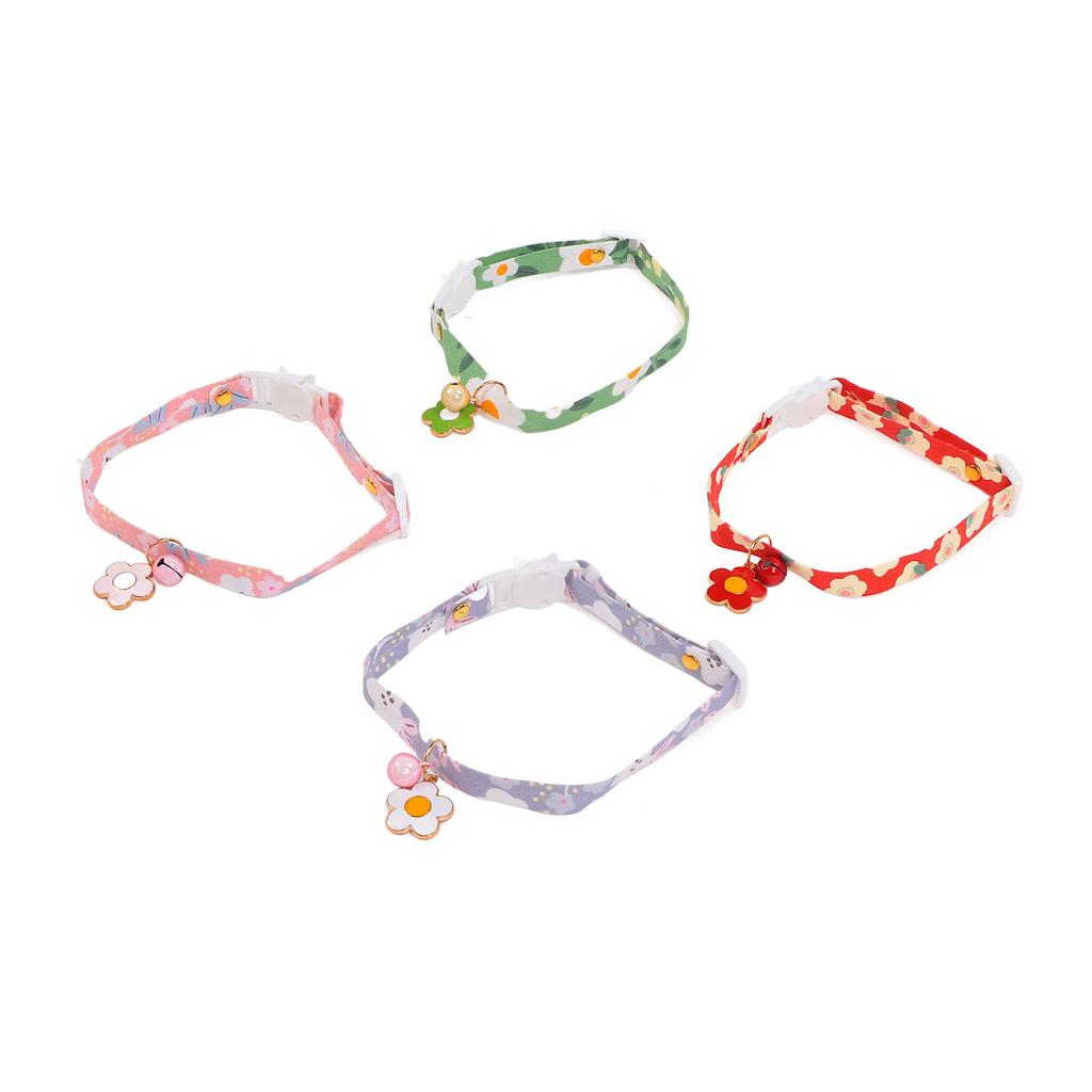 4pcs Cat Collar Polyester Multipurpose Pet Safety Collar with Bell for Small Cats Dogs Pets
