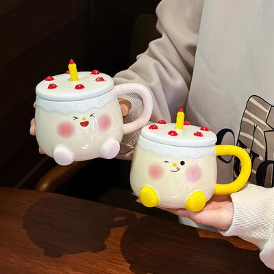 Cadeau d'anniversaire Tasse en céramique Aspect haut de gamme Tasse à eau pour gâteau pour petite amie Cadeau créatif Maison Mug mignon