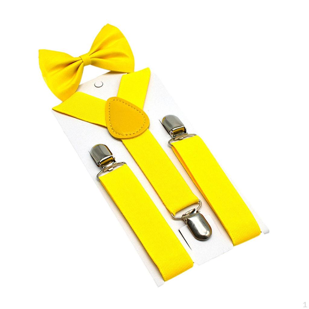 Kids Bow Tie Braces Y Back 3 Clips Adjustable Support for Formal Wear Party Jeans