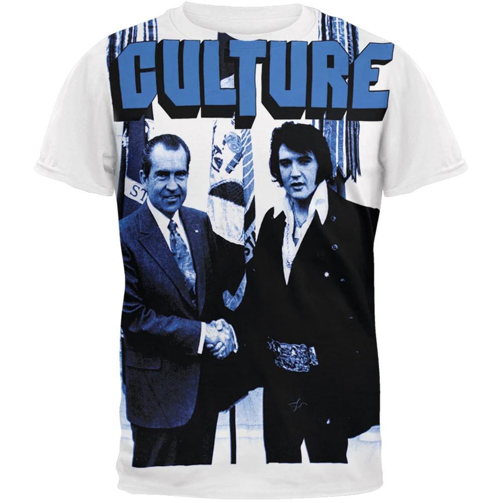 T-shirt Elvis Presley Meeting Richard Nixon AOP Shirt L