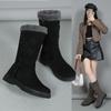 Winter new thick-soled velvet thickened snow boots for women, large size warm towel, medium boots, cotton shoes for women