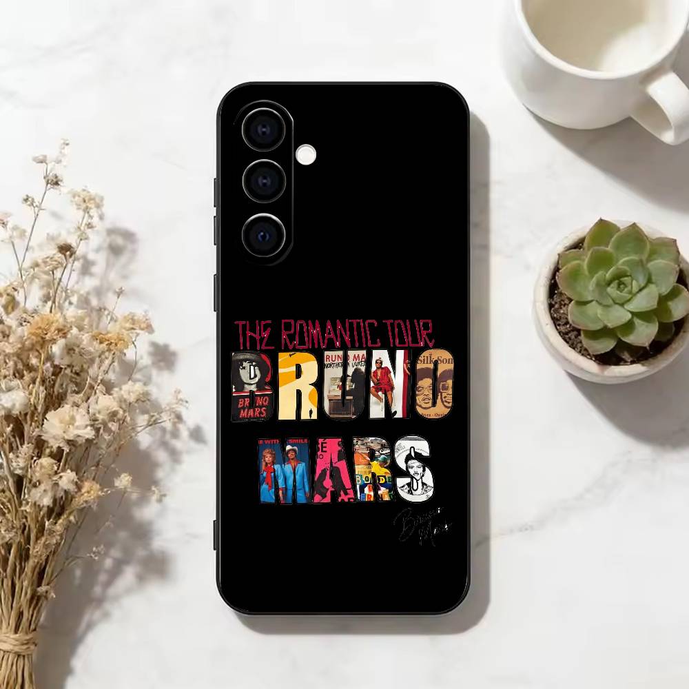 Hot Singer Brunos M-Mars Phone Case Black Silicone Soft For Samsung Galaxy A73,A72,A71,A70,A53,A52,A51