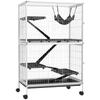 Small Animal Cage with Wheels Ramps Hammock and Removable Tray for Chinchillas Ferrets 80x52x128 Cm White