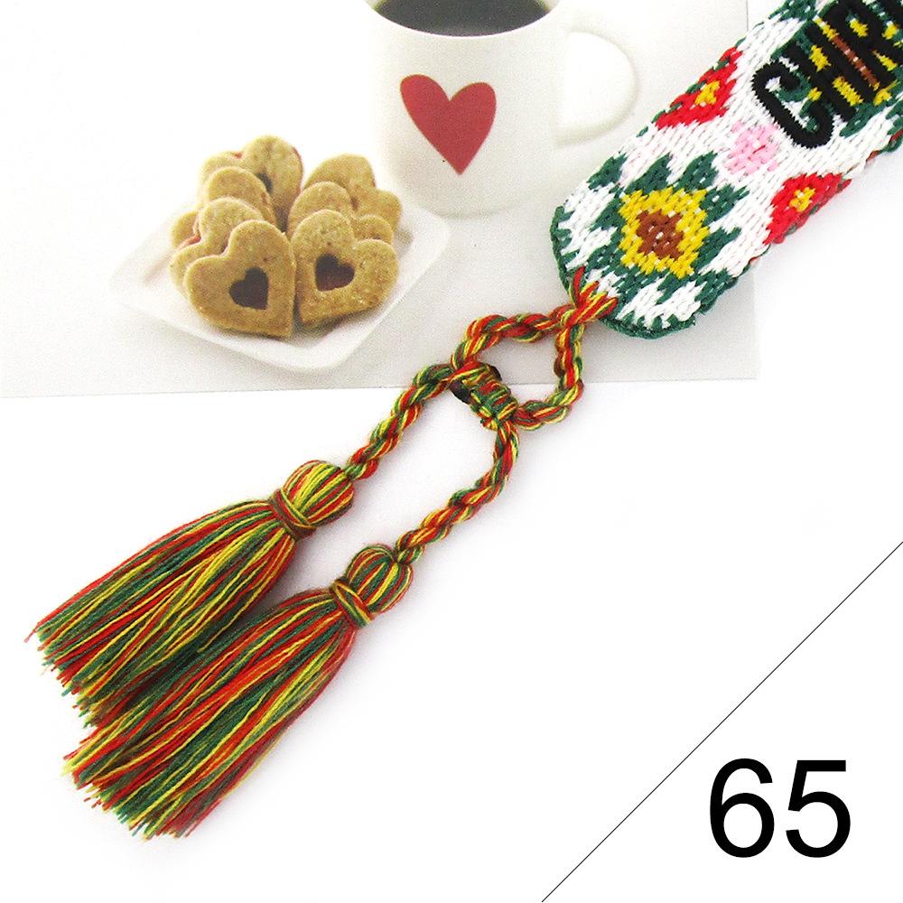 Custom Bohemian Embroidered Bracelet with Tassel and Woven Rope - Handmade Jewelry for Couples and Women