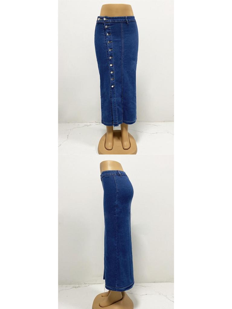 Women's High Waist Irregular Slit Denim Skirt - Sexy Slim Fit, Hip-Hugging