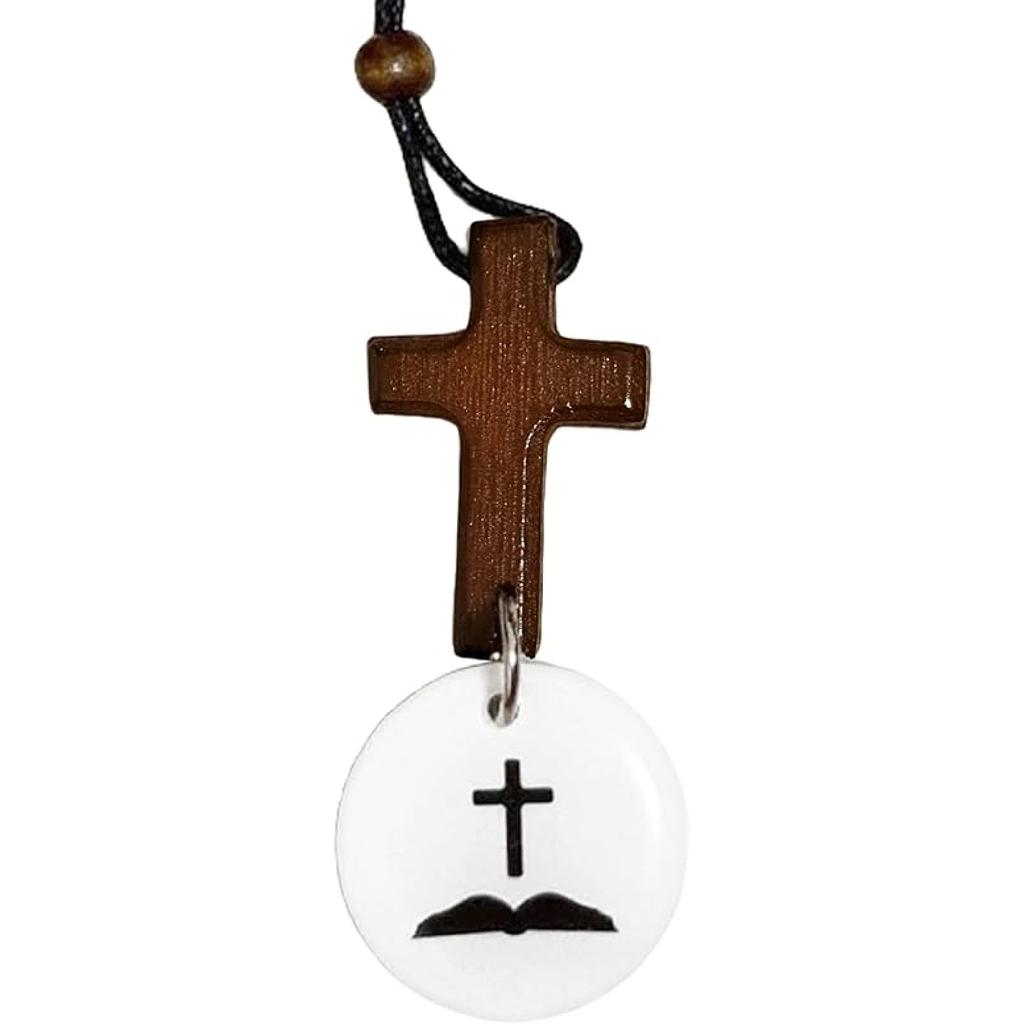 Daily Bible Verse Rearview Mirror Cross Ornament –Cross for Car Mirror Hanging Ornament with ‘I Am with You Always’ Medallion, Christian Gift