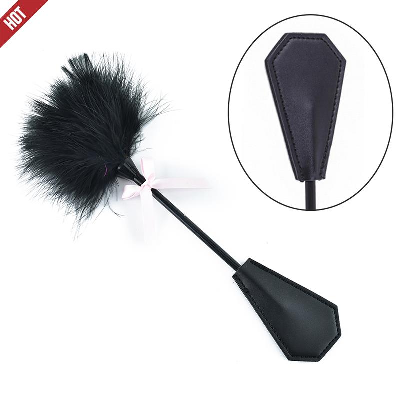 New Erotic Bdsm Feather Tickled Whip Bondage Punish Fetish Leather Spanking Paddle Play Flogger Lover Riding Crop Pony Sex