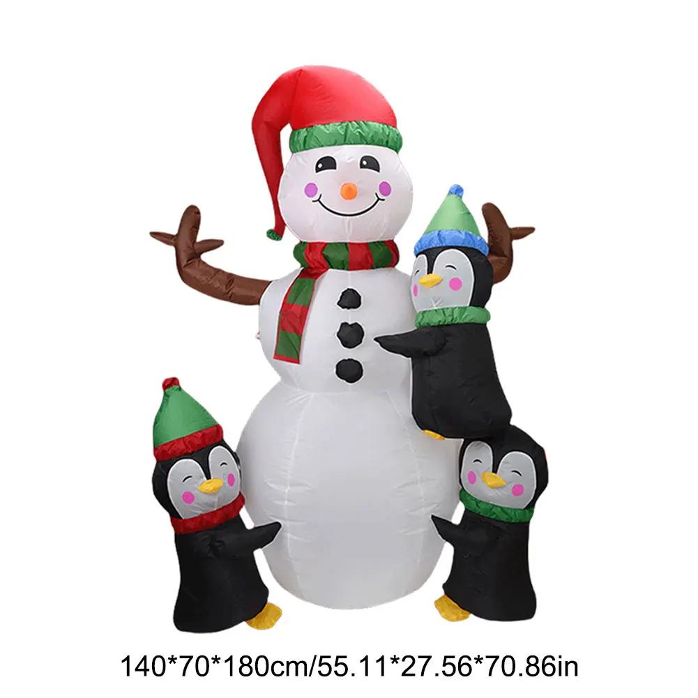 Christmas Inflatable Snowman Blow Up Outdoor Garden LED Snowman Santa Claus Christmas Doll Decoration Ornament 1.4/1.5M/2.4M