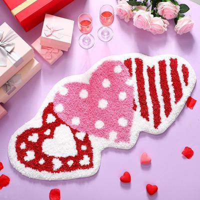 Love Valentine's Day Special-shaped Bathroom Bathroom Door Water-absorbing and Anti-slip Floor Mat for Household Dirty-resistant Floor Mat
