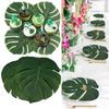 24pcs Artificial Tropical Palm Leaf Jungle Beach Theme Party Flower Accessories Cup Mat Wedding Birthday Party Home Table Decor