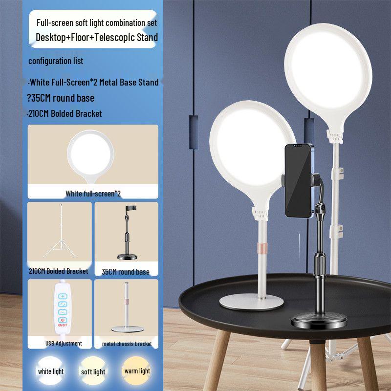 LED Shadowless Desktop Beauty Light: Full Screen Round Flat Panel for Indoor Photography