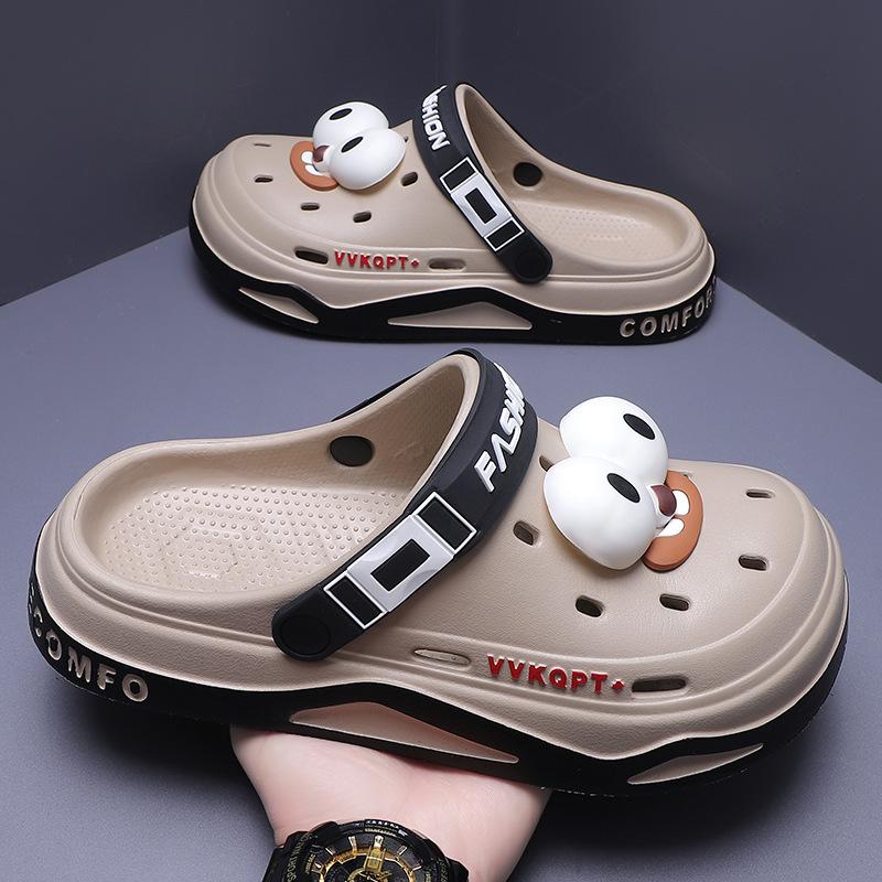 

Летние мужские тапочки, модные туфли с толстым дном, тапочки из ЭВА, нескользящие тапочки Баотоу, уличные пляжные женские тапочки для сада 2024 38-39