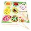 Wooden Toddler Educational Toy: Fruit Color & Shape Sorting with Clip Beads for Parent-Child Interaction