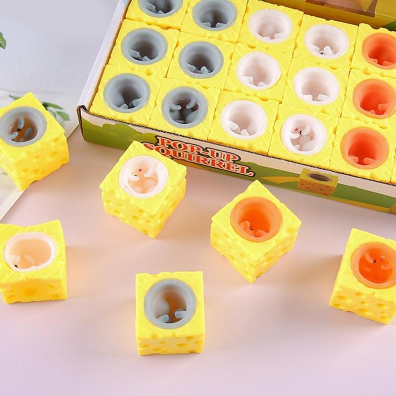 Squeeze Cheese Stress Ball Mouse Shaped Sensory Squeeze Toy For Adults Children Office Home Use Soft Durable TPR Material