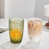 Shangqi Embossed Maple Leaf Green Glass Goblet Set