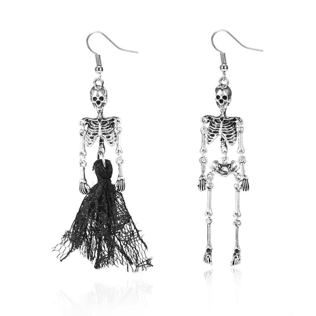 Halloween Pumpkin Skeleton Alloy Earrings With Electric Plating For Cosplay And Party Decor