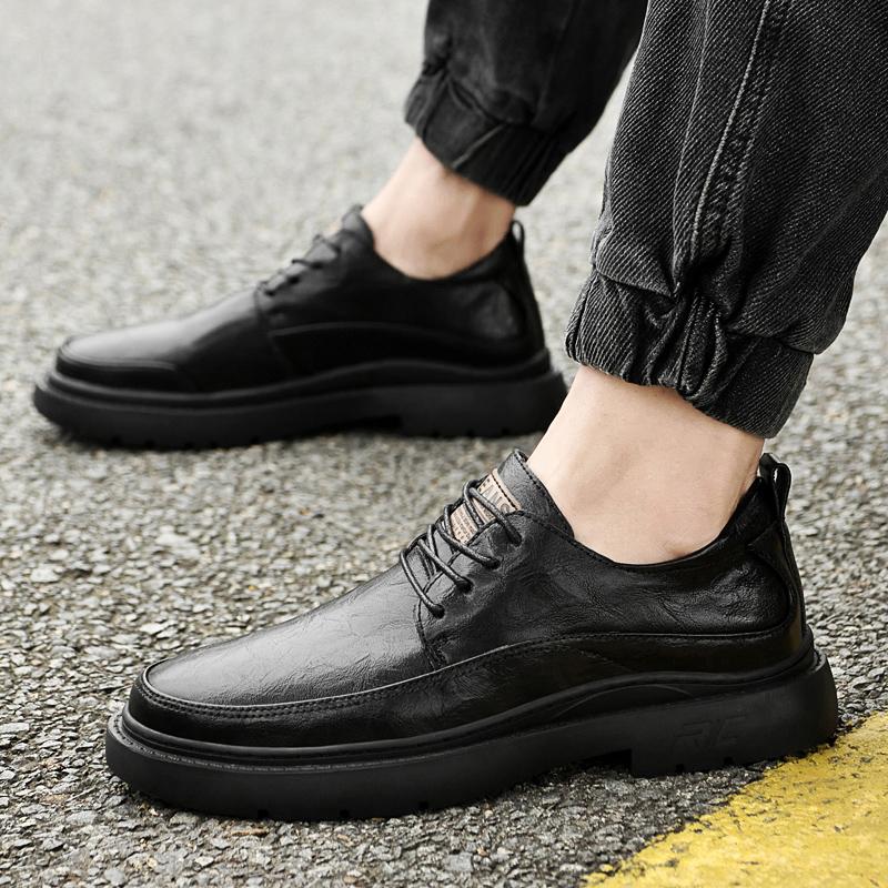 Pantofi de piele naturală pentru bărbați de primăvară-toamnă, pantofi casual cu șireturi, pantofi business pentru navetă pentru bărbați, pantofi durabili de iarnă din bumbac cu catifea