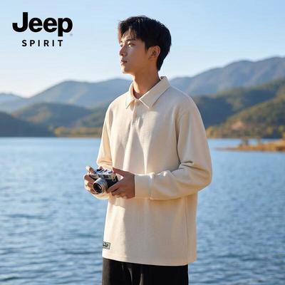 JEEP SPIRIT Herren Waffelstrick Langarm Poloshirt