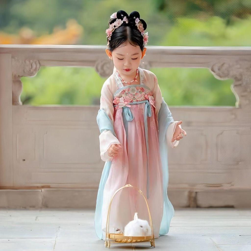 Chinese Style Fairy Hanfu Summer Ruqun: Little Girl's Ancient Tang Suit Princess Dress