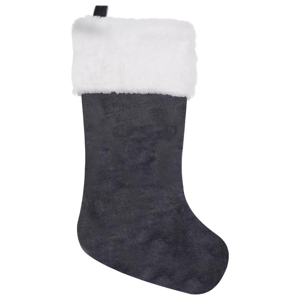 2026 Christmas Decorations: Grey Velvet Embroidery Letter Stocking Gift Bag