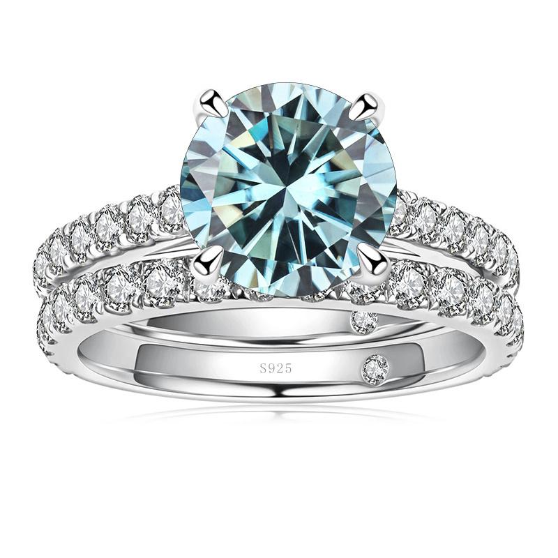 Bague Ringen Inel de lux Moissanite Culoare D 3.0 Ct Bijuterii pentru femei din argint 925 cu design cu patru gheare Seturi de mireasă pentru nuntă