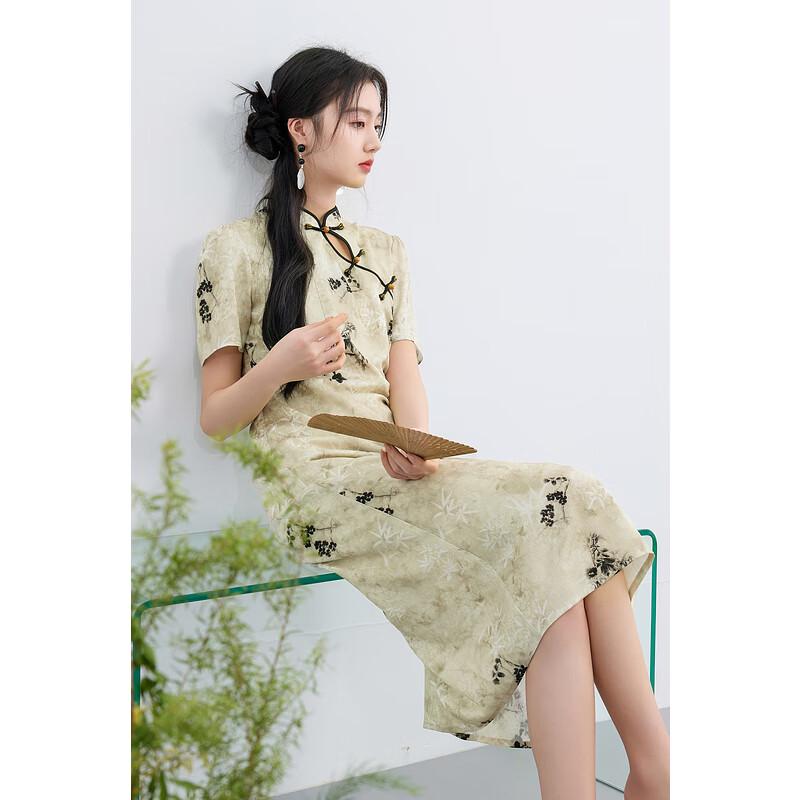 Sancai Plus Size New Chinese Style Floral Qipao Dress