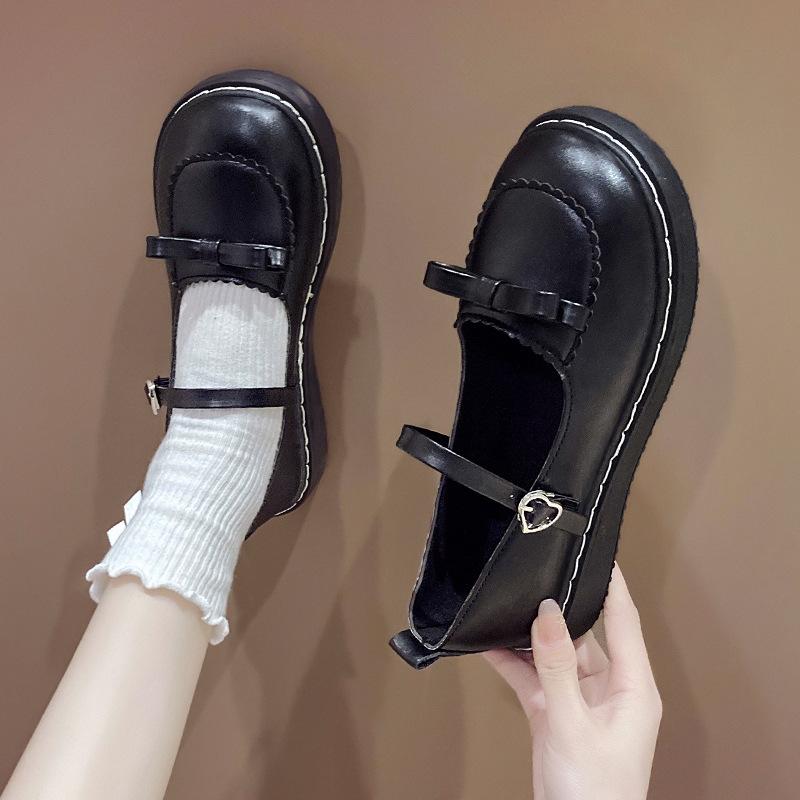 

Повседневные туфли-лоферы ретро маленькие кожаные туфли 2025 весна и лето новые британские туфли в стиле колледжа на платформе корейская версия одинарные туфли женские с бантом 40