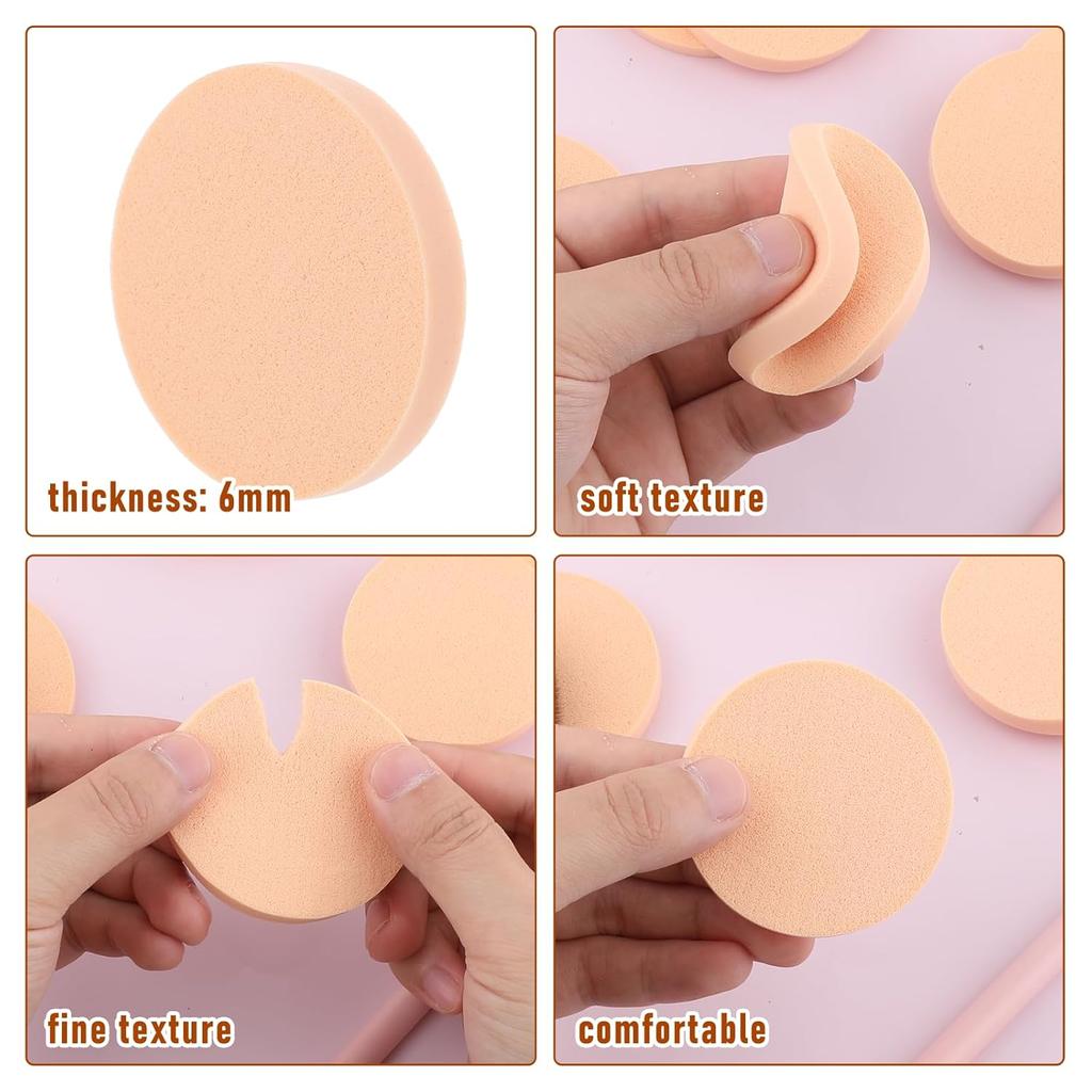 Jeffdad 12 Pcs Round Makeup Sponges, Facial Powder Puff Cosmetic Sponge Round Foam Pad Beauty Makeup Eye Foundation Powder Blender for All Skin Types